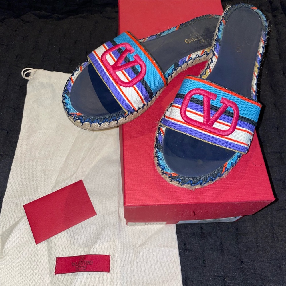 Multi Colored Valentino Slides - Size 38 - Womens